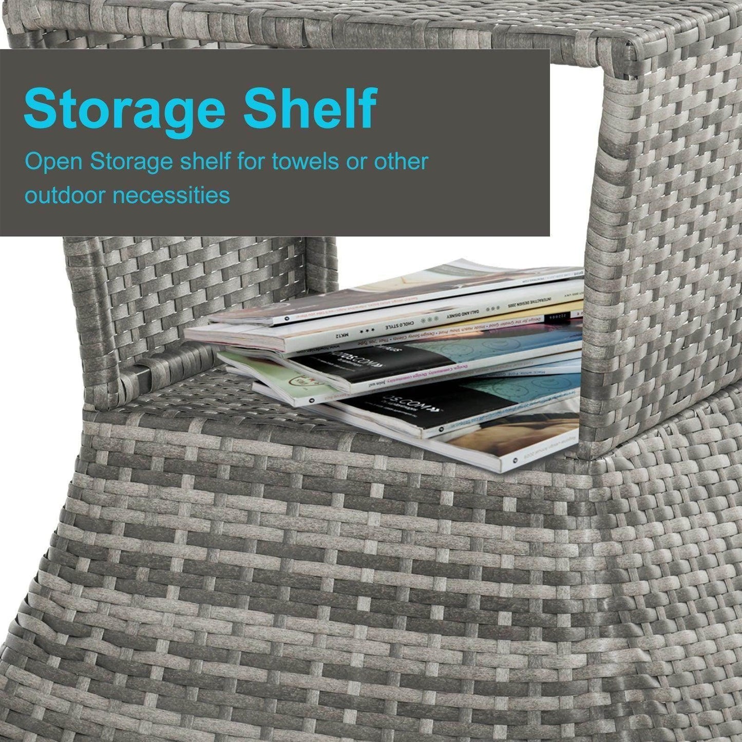 Outsunny Rattan Coffee Table with Umbrella Hole - Grey - ALL4U RETAILER LTD