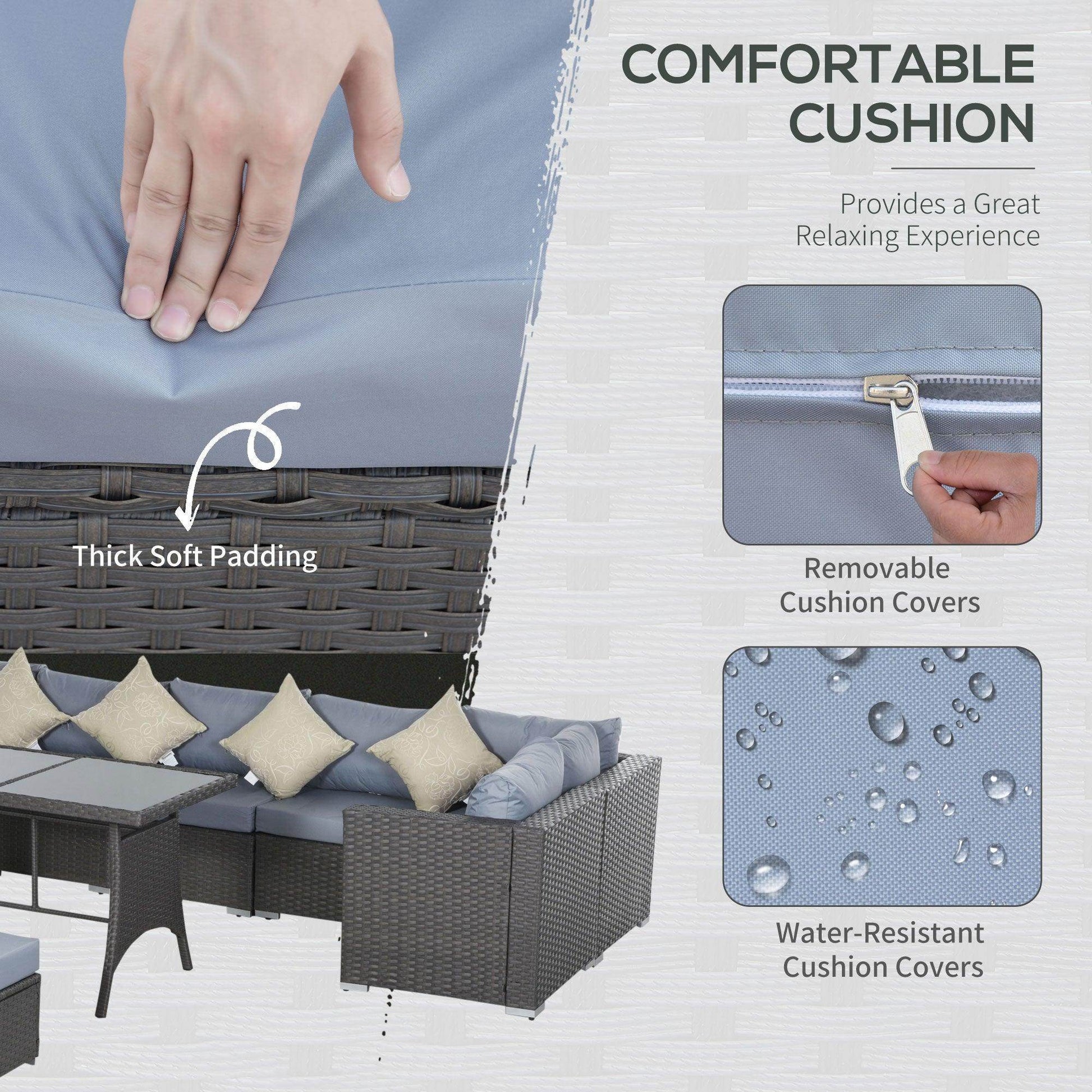 Outsunny Rattan Corner Dining Set - Outdoor Wicker Furniture - ALL4U RETAILER LTD