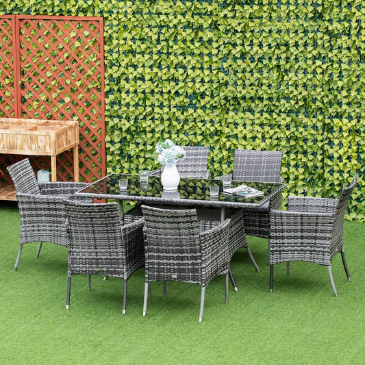 Outsunny Rattan Dining Set - 6 Seater Patio Furniture - ALL4U RETAILER LTD