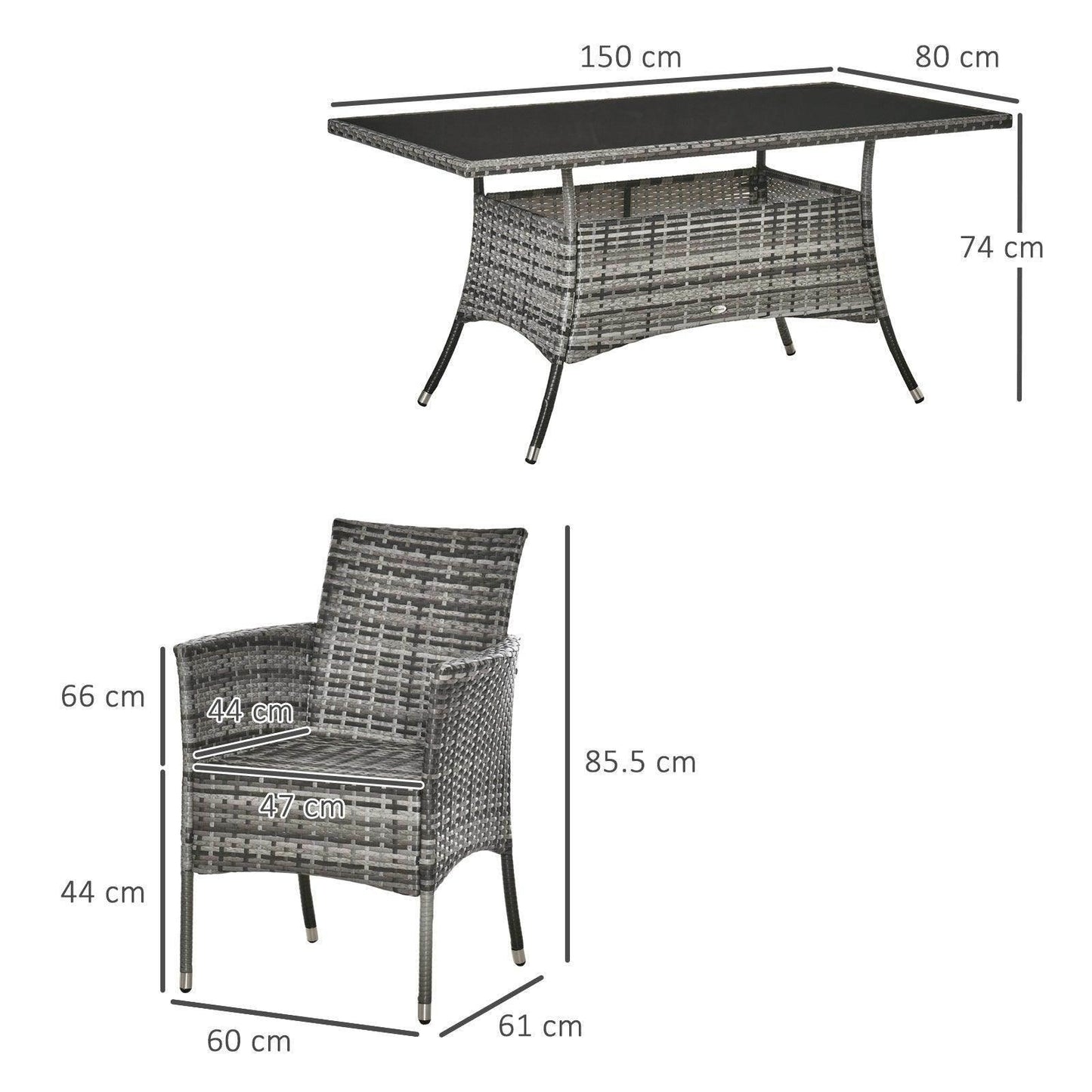 Outsunny Rattan Dining Set - 6 Seater Patio Furniture - ALL4U RETAILER LTD