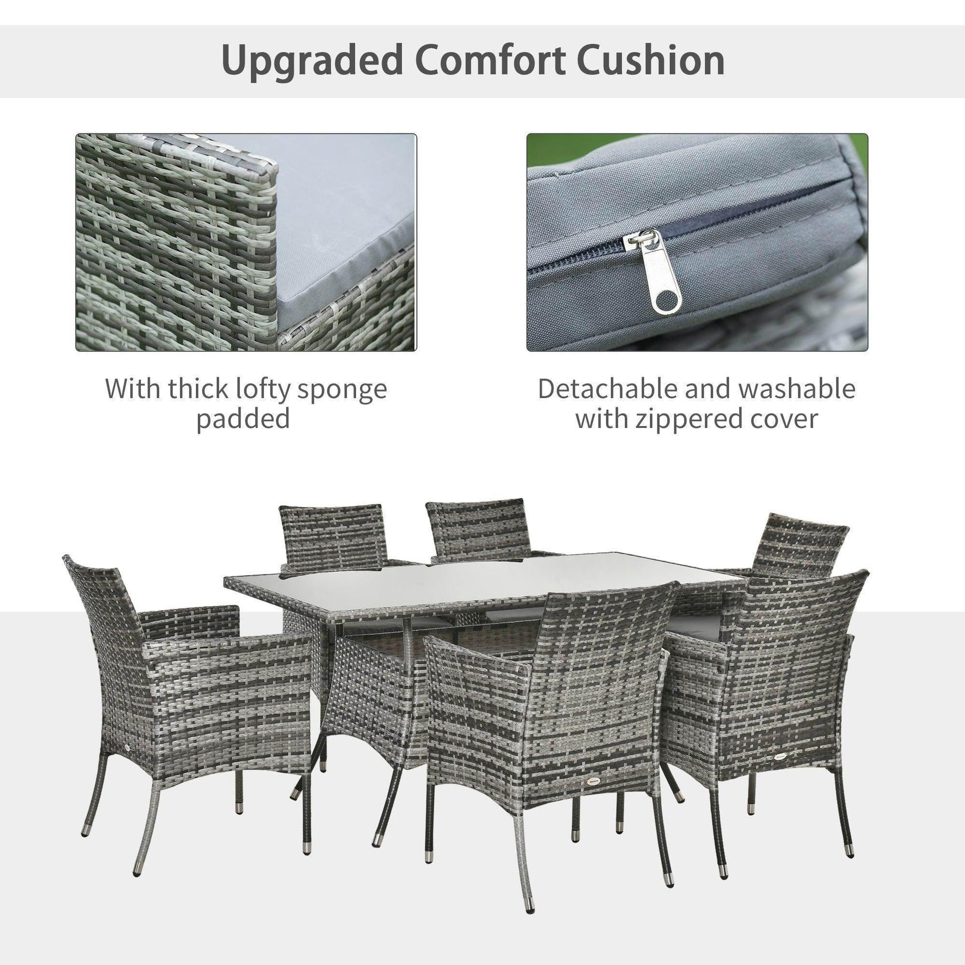 Outsunny Rattan Dining Set - 6 Seater Patio Furniture - ALL4U RETAILER LTD
