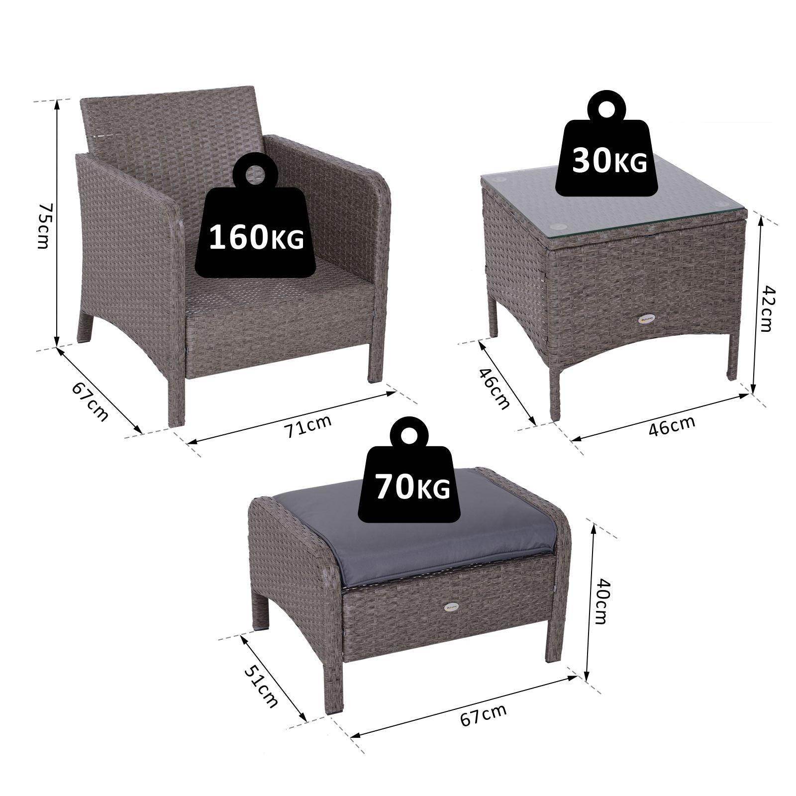 Outsunny Rattan Garden Furniture Set - ALL4U RETAILER LTD