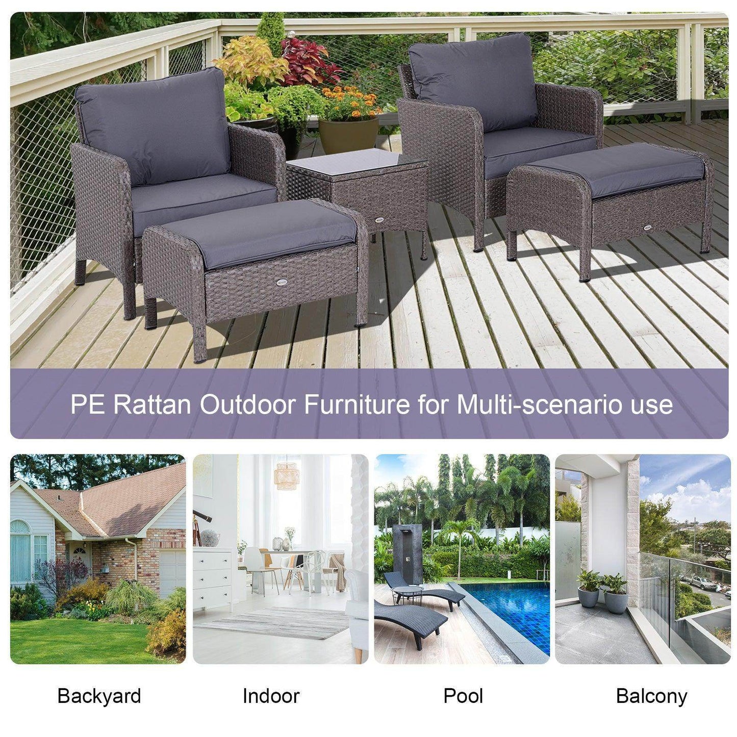 Outsunny Rattan Garden Furniture Set - ALL4U RETAILER LTD