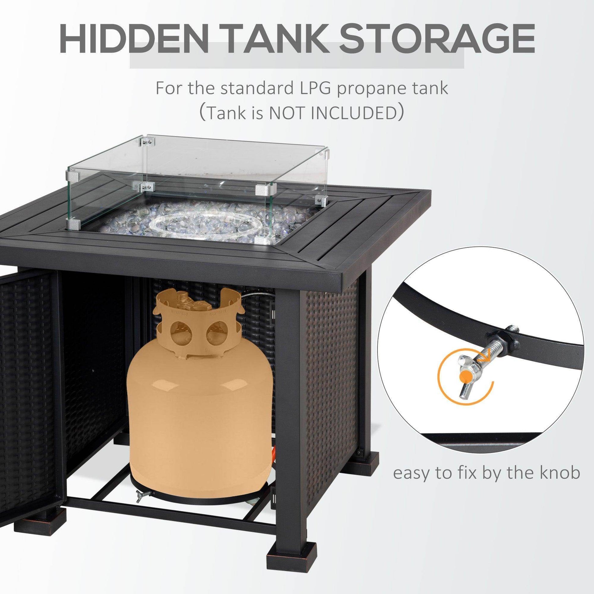 Outsunny Rattan Gas Fire Pit - Stylish Patio Heater - ALL4U RETAILER LTD