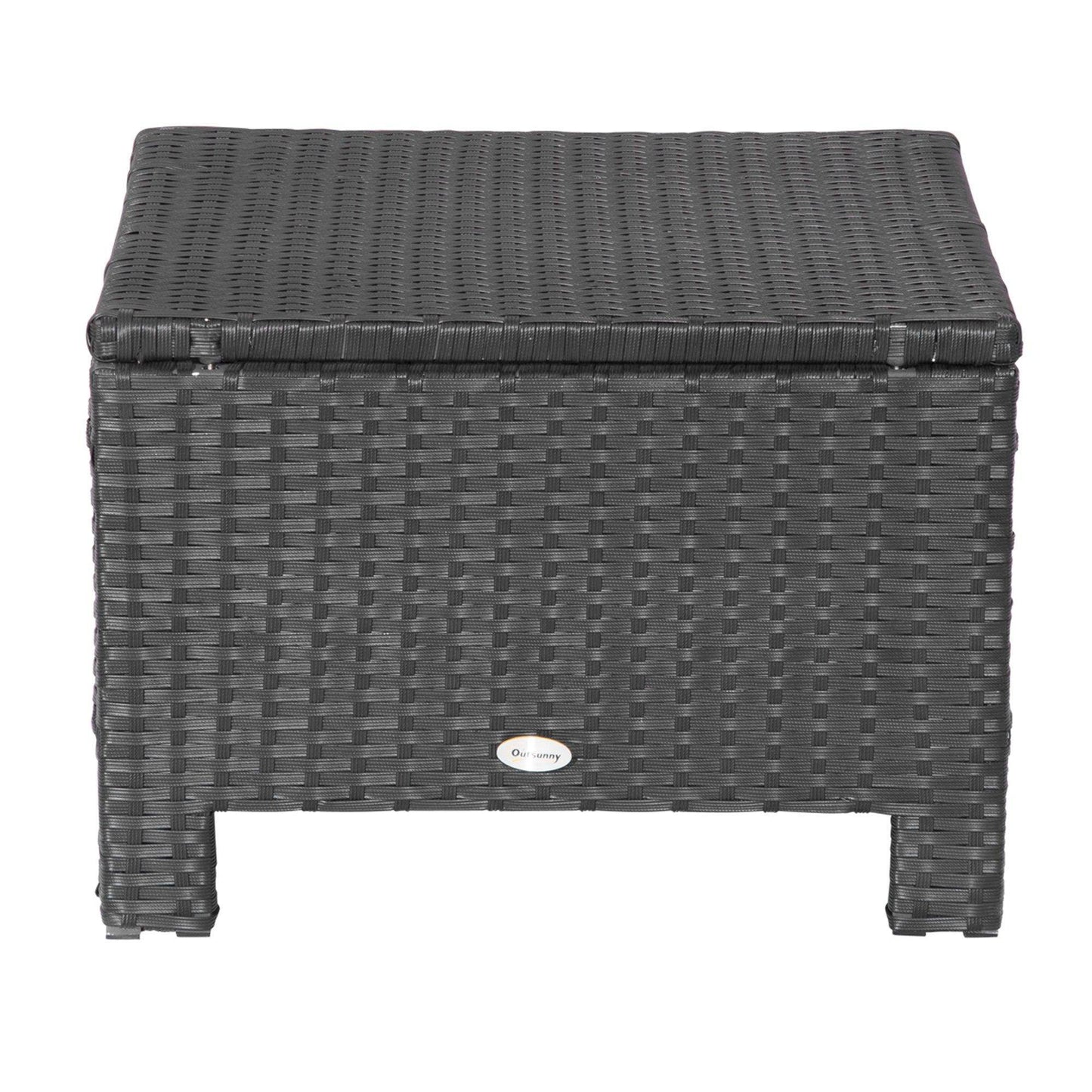 Outsunny Rattan Ottoman with Cushioned Seat - Black - ALL4U RETAILER LTD