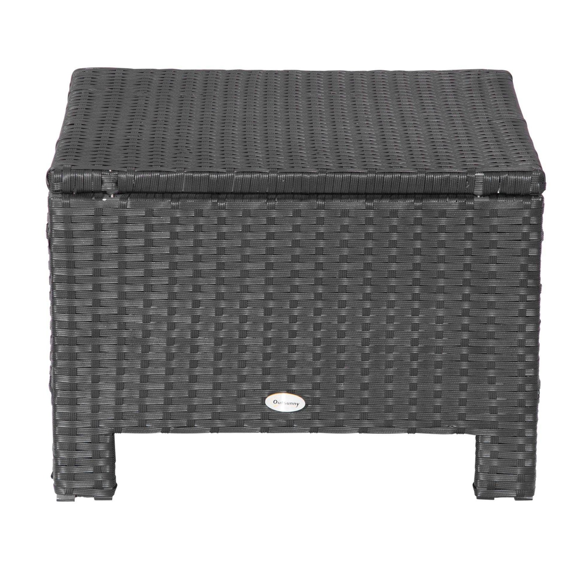 Outsunny Rattan Ottoman with Cushioned Seat - Black - ALL4U RETAILER LTD