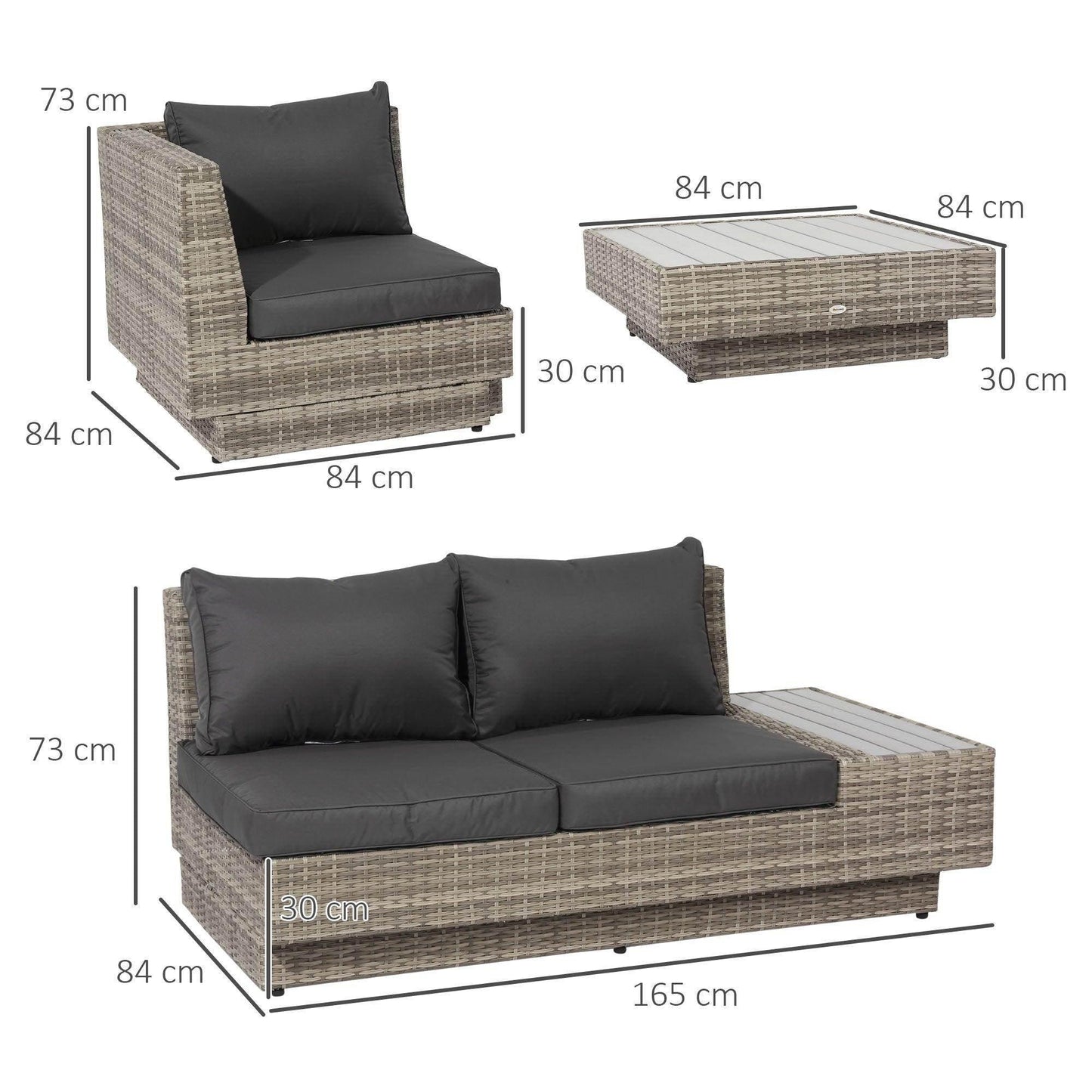 Outsunny Rattan Outdoor Corner Sofa Set - ALL4U RETAILER LTD