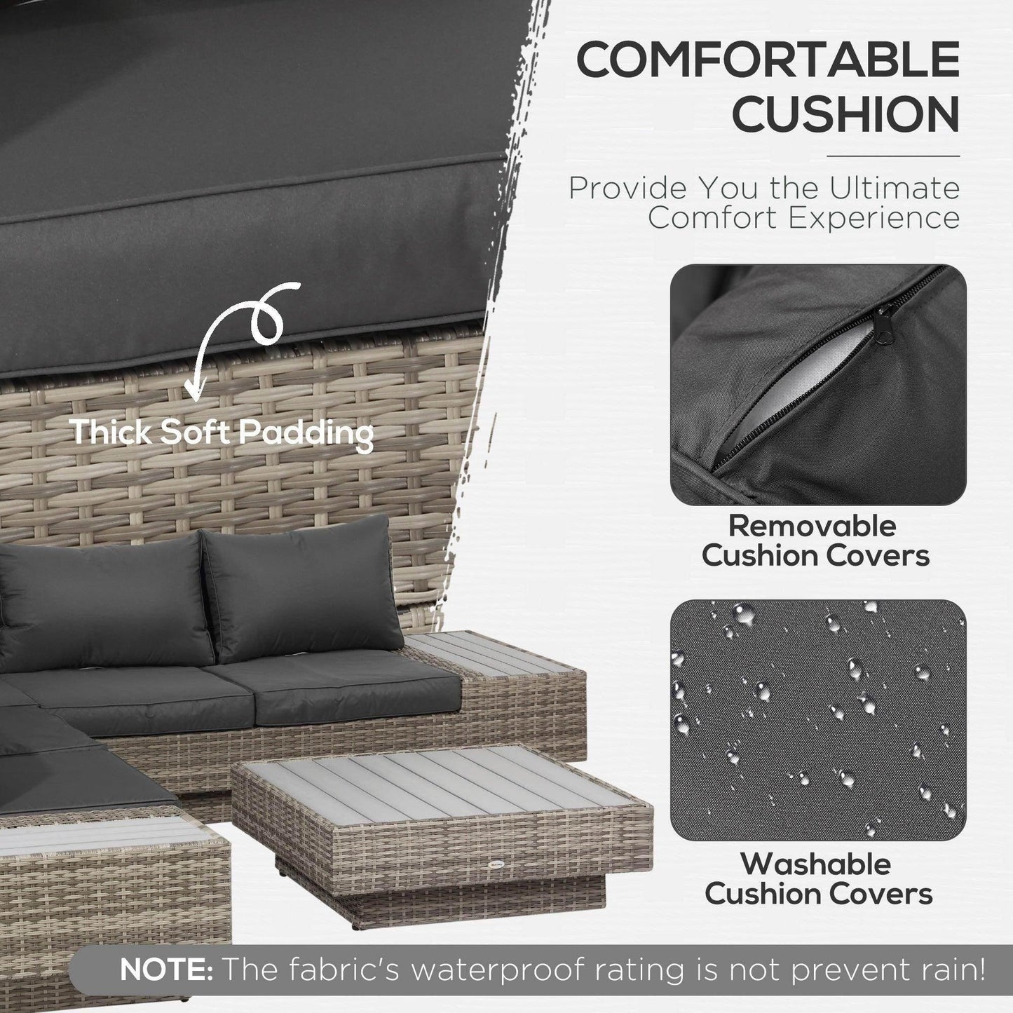 Outsunny Rattan Outdoor Corner Sofa Set - ALL4U RETAILER LTD