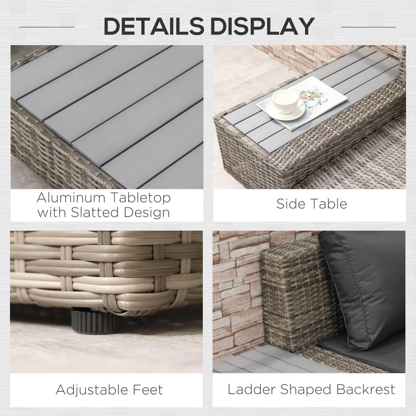 Outsunny Rattan Outdoor Corner Sofa Set - ALL4U RETAILER LTD