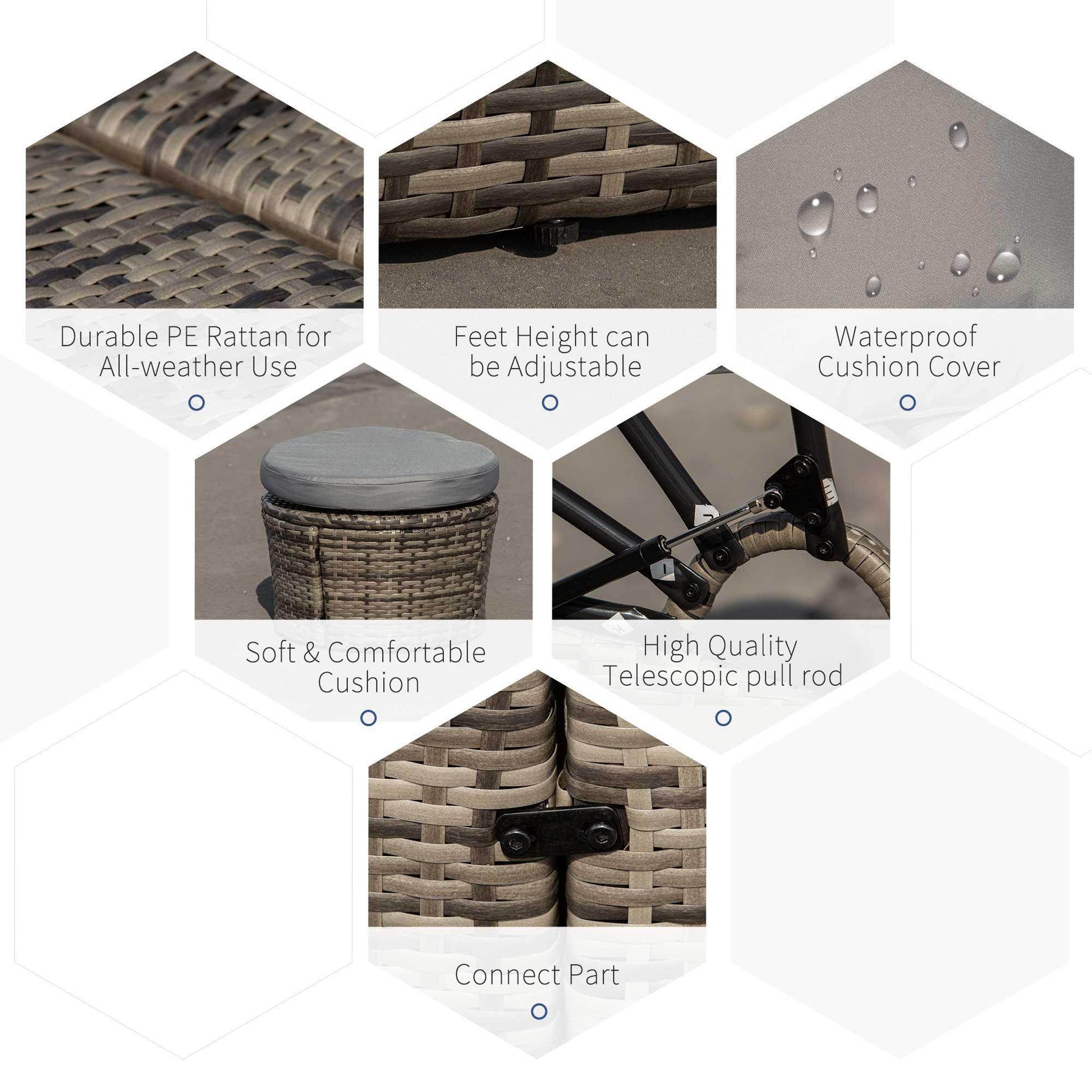 Outsunny Rattan Patio Sofa Set - Grey with Table - ALL4U RETAILER LTD