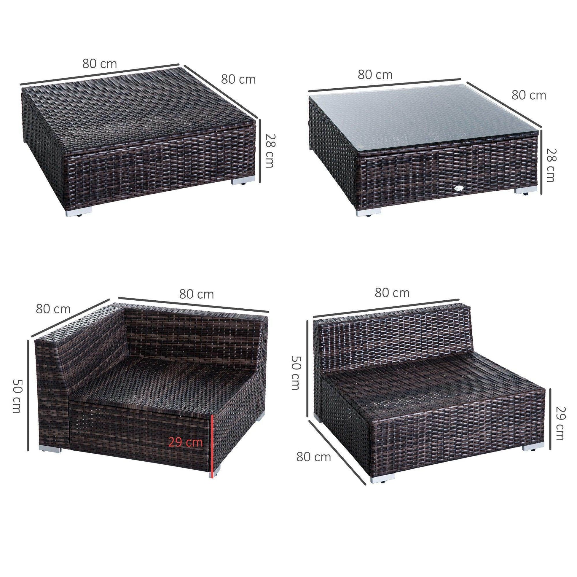 Outsunny Rattan Sofa Set with Table - Outdoor Wicker Furniture - ALL4U RETAILER LTD