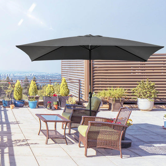 Outsunny Rectangular Black Patio Umbrella with Tilt Crank - 3x2m - ALL4U RETAILER LTD