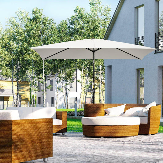 Outsunny Rectangular Garden Umbrella - Cream White - ALL4U RETAILER LTD