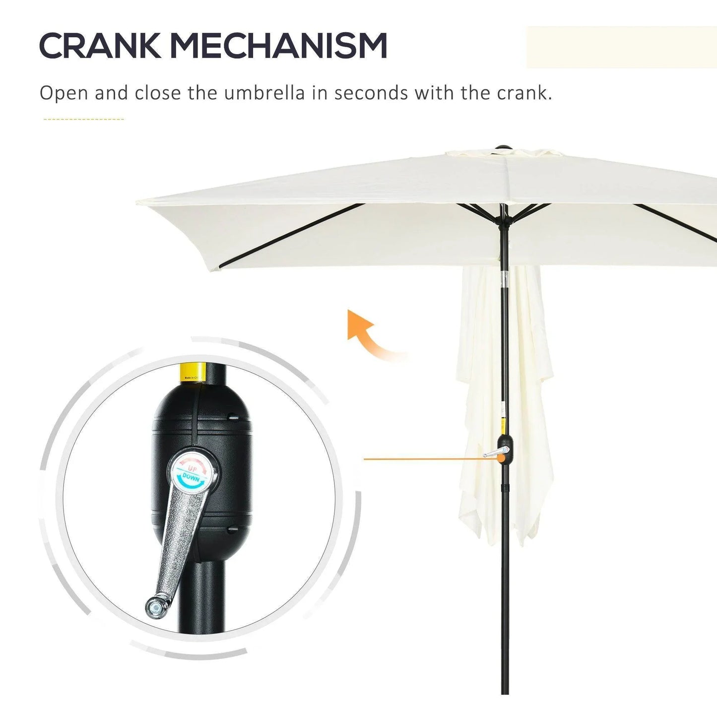 Outsunny Rectangular Garden Umbrella - Cream White - ALL4U RETAILER LTD