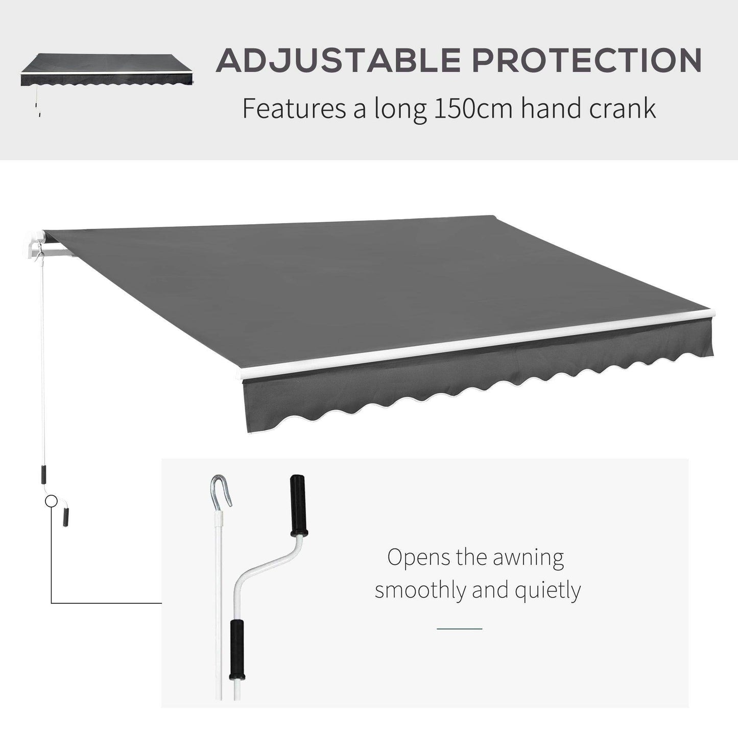 Outsunny Retractable Awning Canopy for Outdoor Sun Shade - ALL4U RETAILER LTD