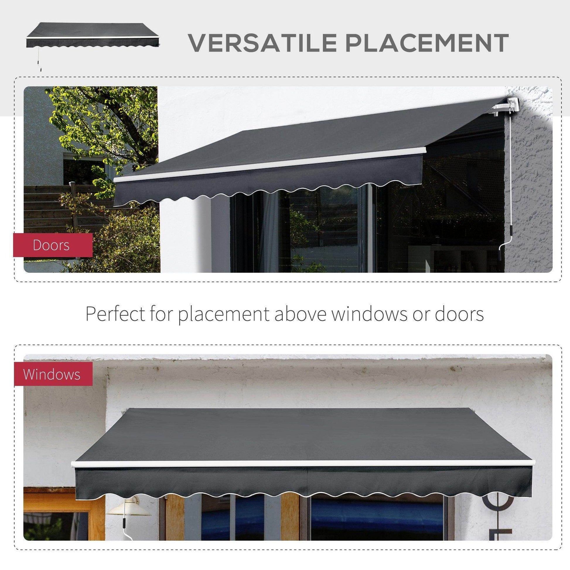 Outsunny Retractable Awning Canopy for Outdoor Sun Shade - ALL4U RETAILER LTD