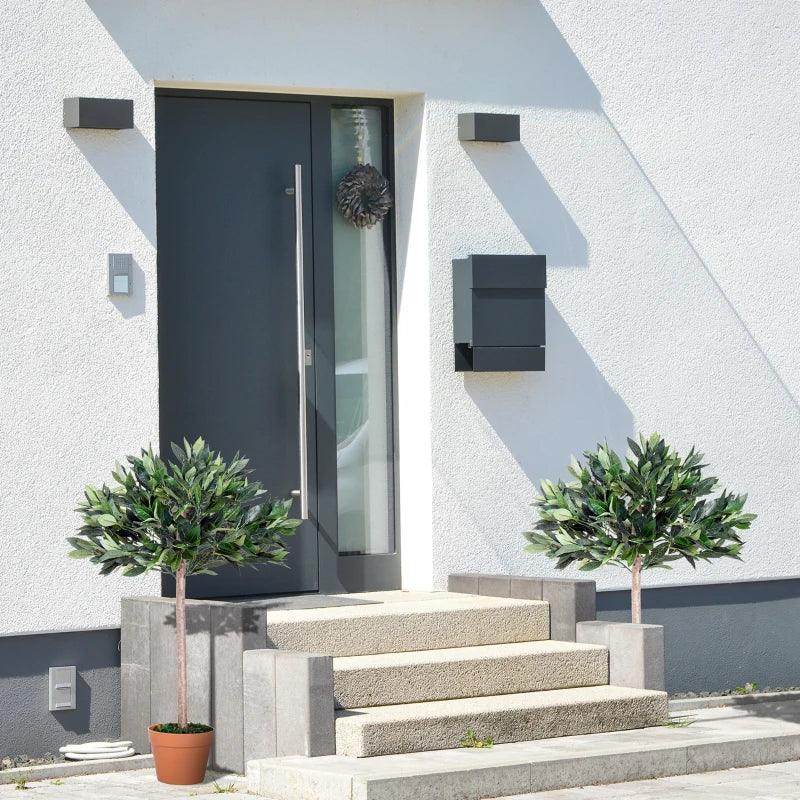 Outsunny Set of 2 3ft Artificial Olive Trees in Orange Pots - Indoor Greenery Plants for Home and Office Decor - ALL4U RETAILER LTD
