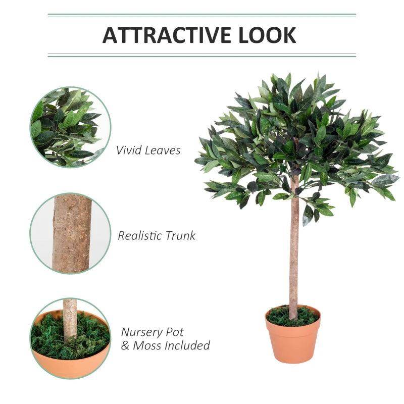 Outsunny Set of 2 3ft Artificial Olive Trees in Orange Pots - Indoor Greenery Plants for Home and Office Decor - ALL4U RETAILER LTD