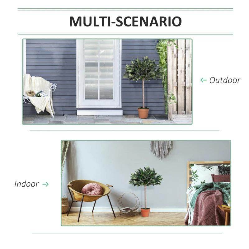 Outsunny Set of 2 3ft Artificial Olive Trees in Orange Pots - Indoor Greenery Plants for Home and Office Decor - ALL4U RETAILER LTD