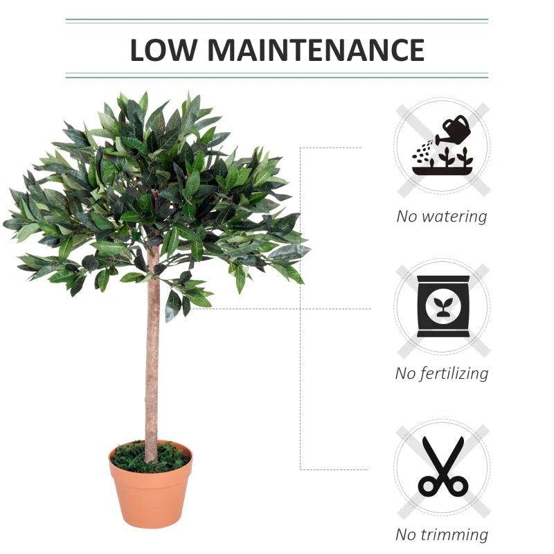 Outsunny Set of 2 3ft Artificial Olive Trees in Orange Pots - Indoor Greenery Plants for Home and Office Decor - ALL4U RETAILER LTD