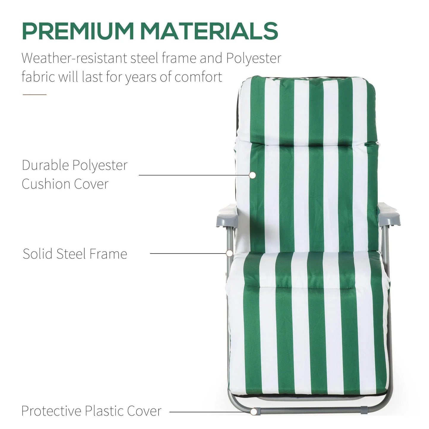 Outsunny Set of 2 Garden Sun Recliners with Cushions - ALL4U RETAILER LTD