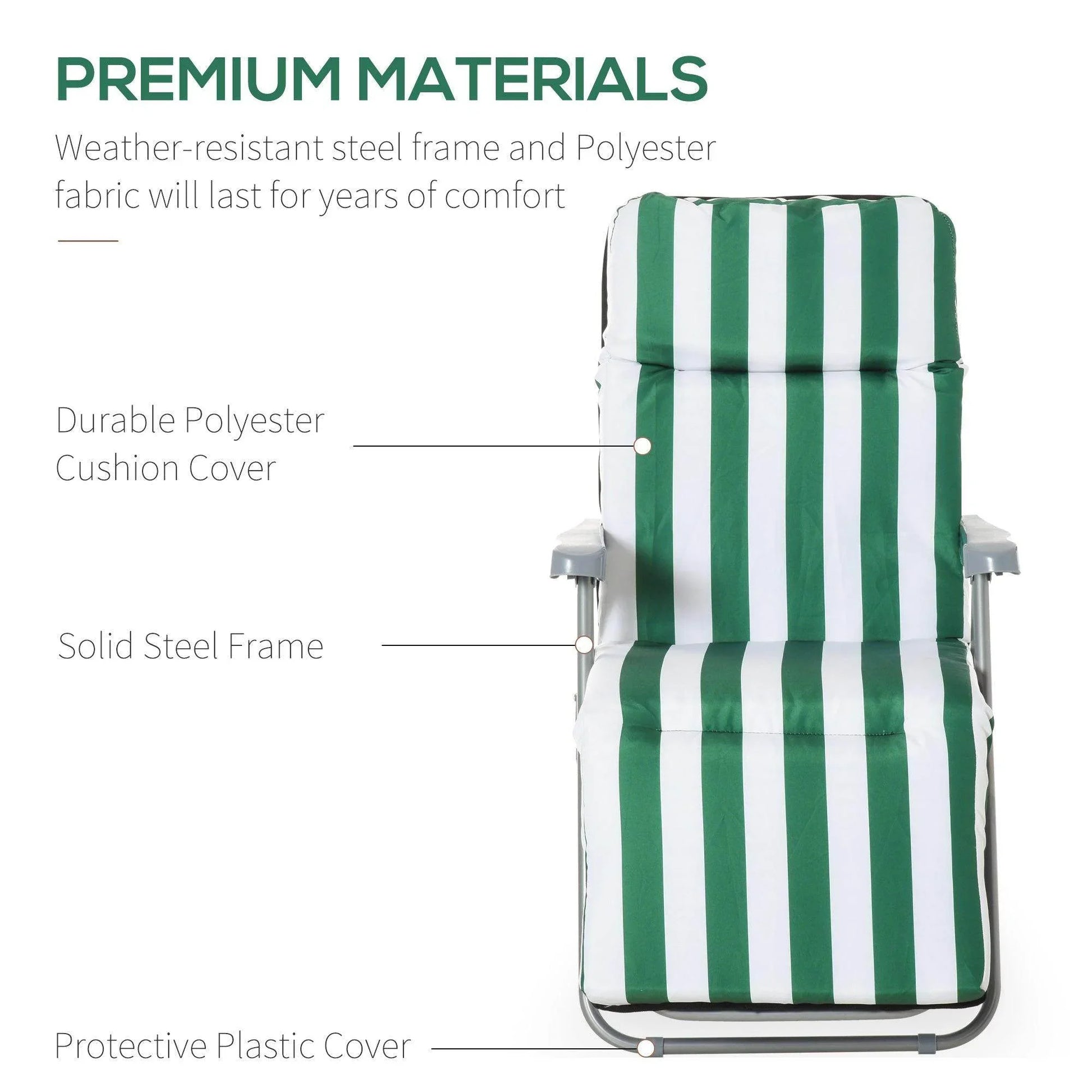 Outsunny Set of 2 Garden Sun Recliners with Cushions - ALL4U RETAILER LTD