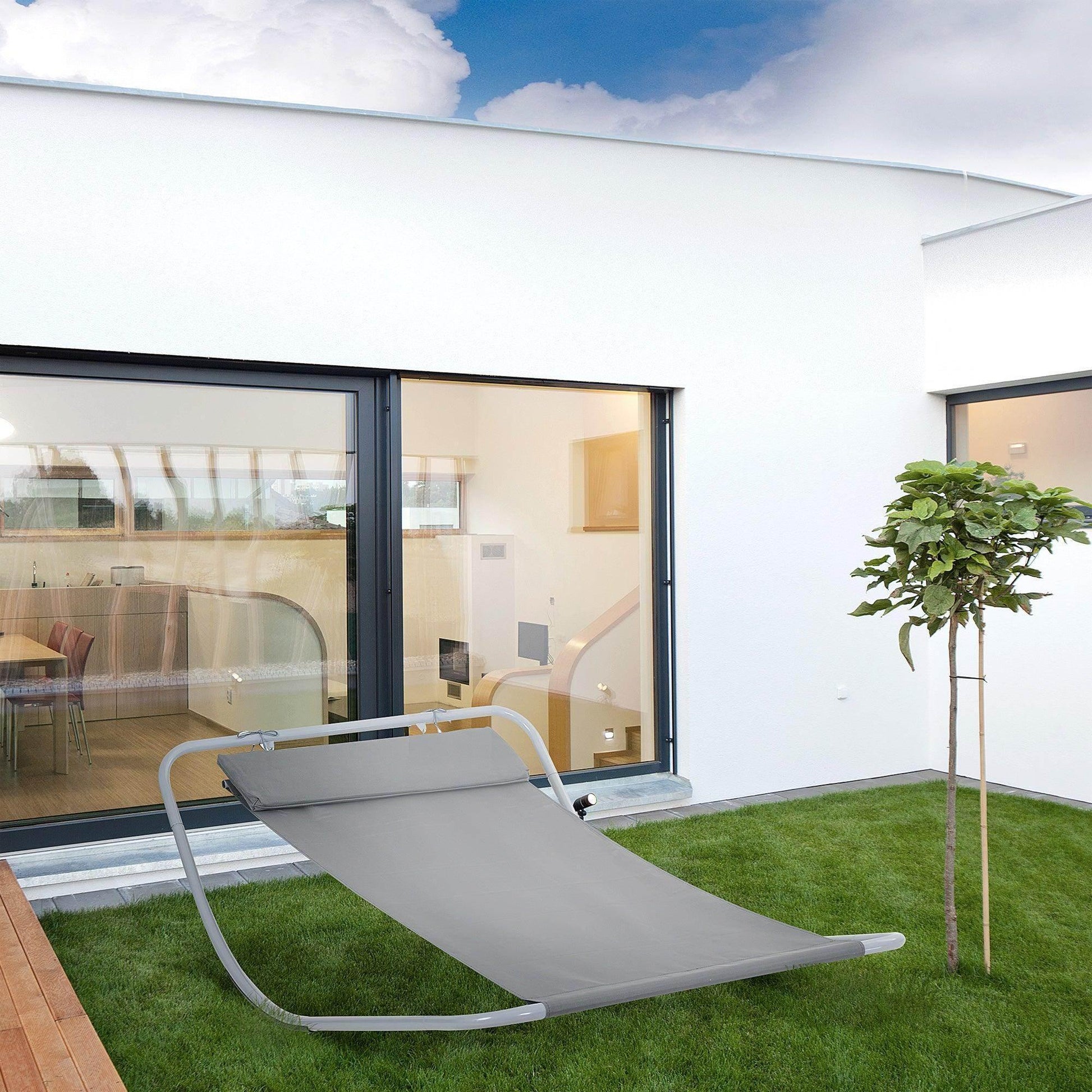 Outsunny Single Rocking Bed Hammock in Grey - ALL4U RETAILER LTD