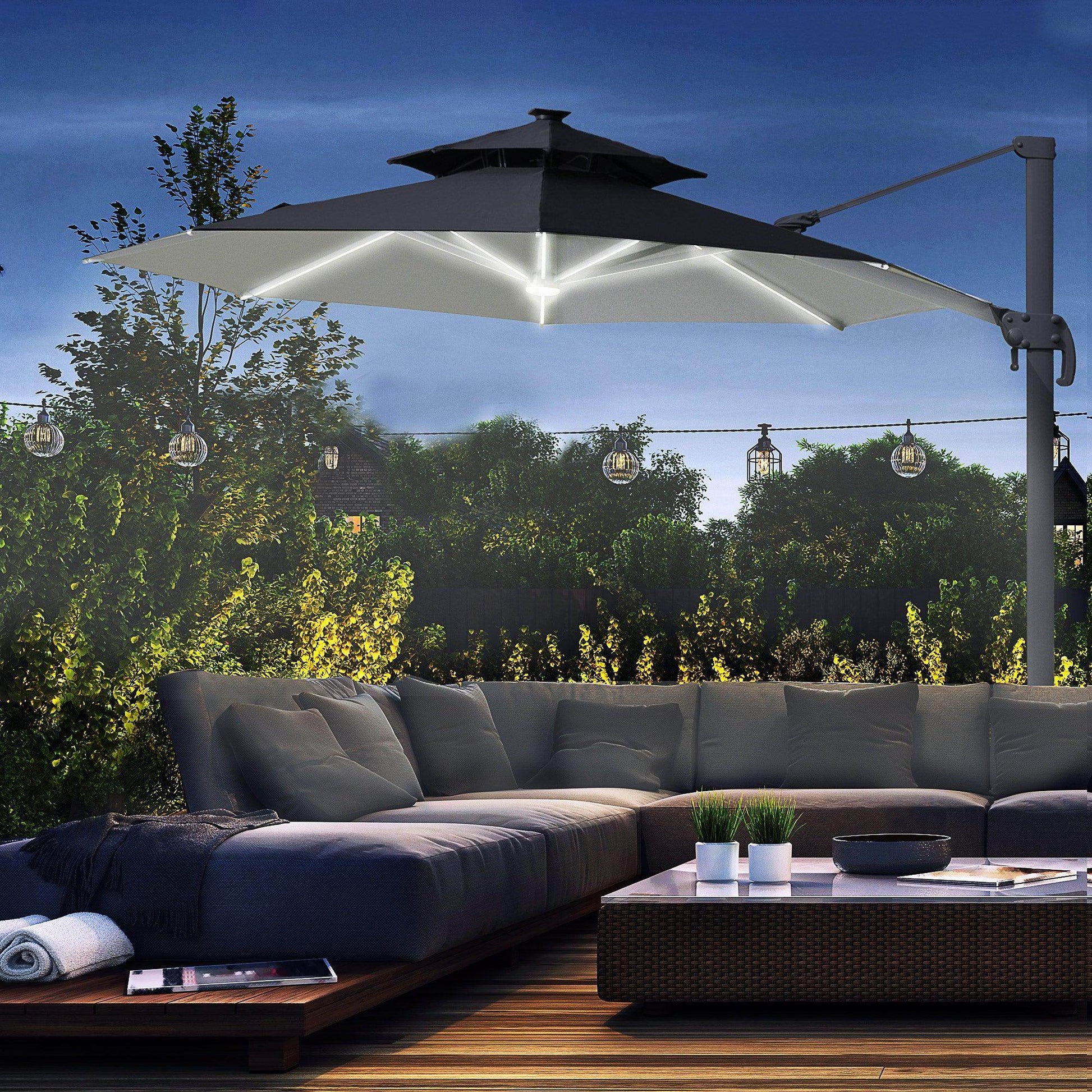 Outsunny Solar Cantilever Parasol - 3m - ALL4U RETAILER LTD