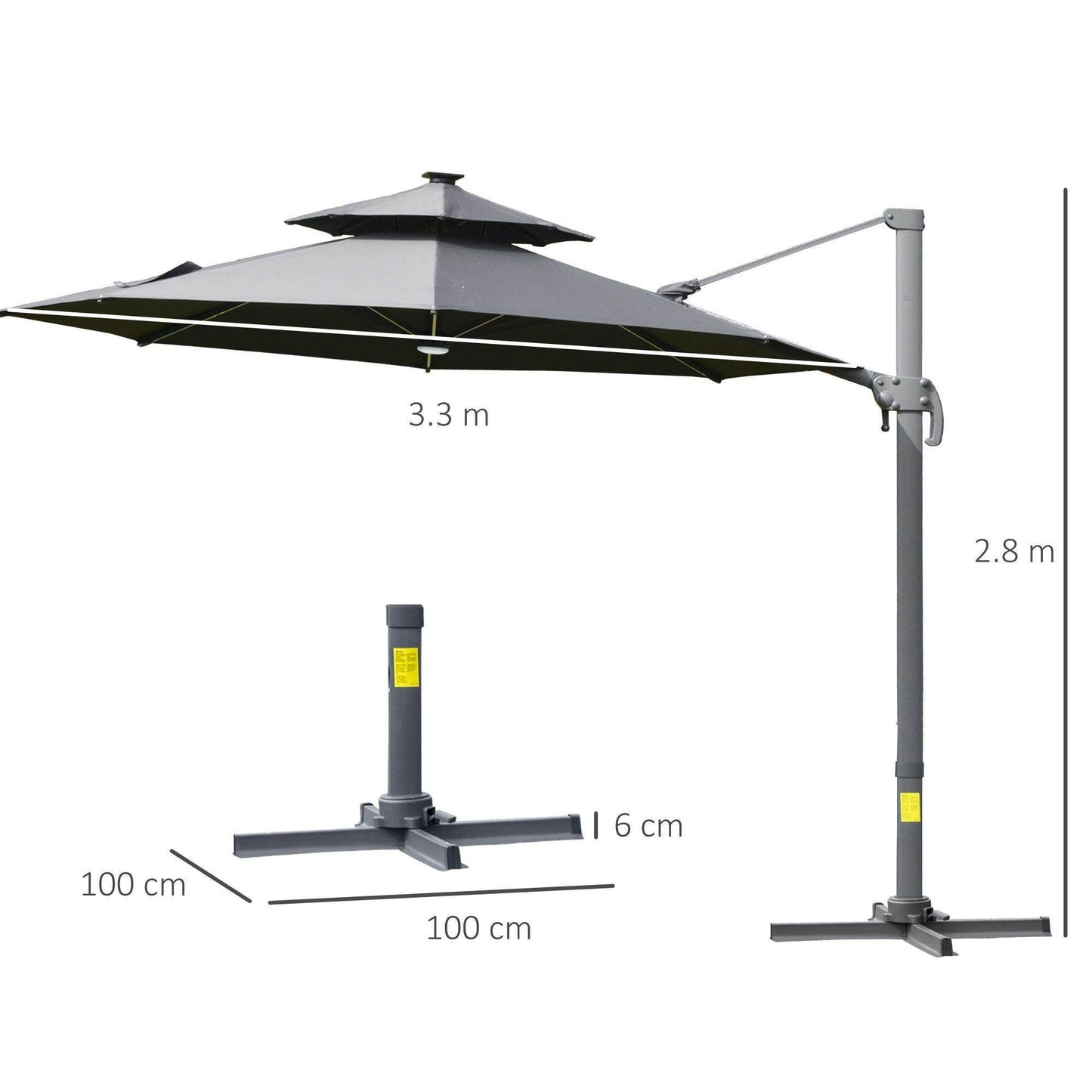Outsunny Solar Cantilever Parasol - 3m - ALL4U RETAILER LTD