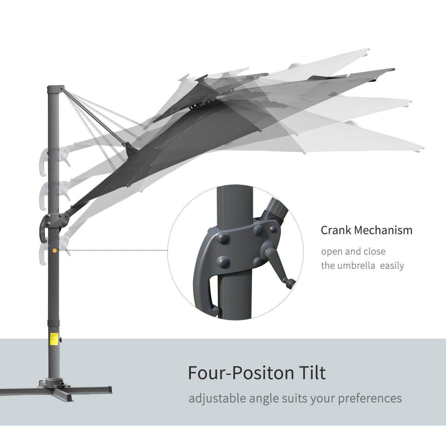 Outsunny Solar Cantilever Parasol - 3m - ALL4U RETAILER LTD