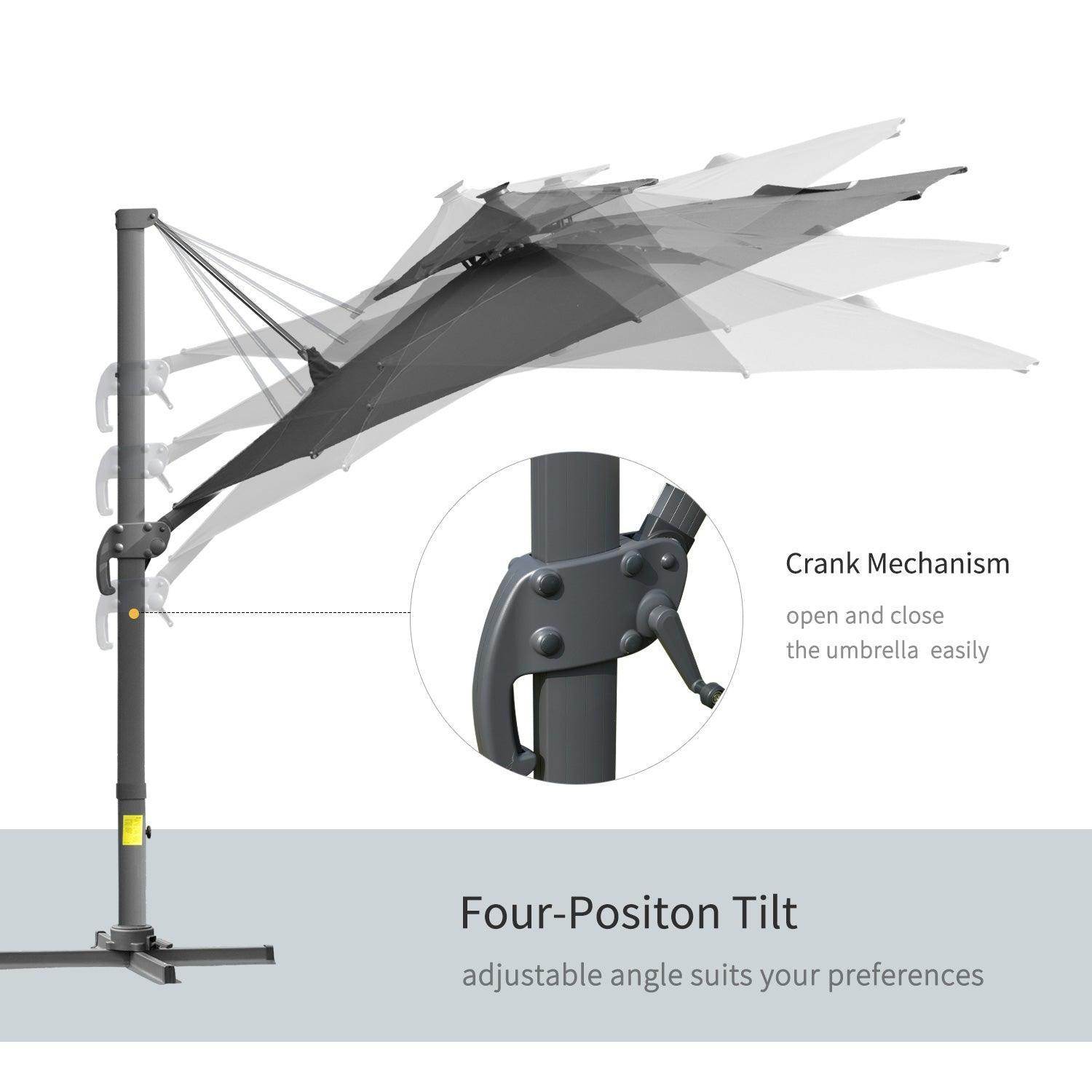 Outsunny Solar Cantilever Parasol - 3m - ALL4U RETAILER LTD