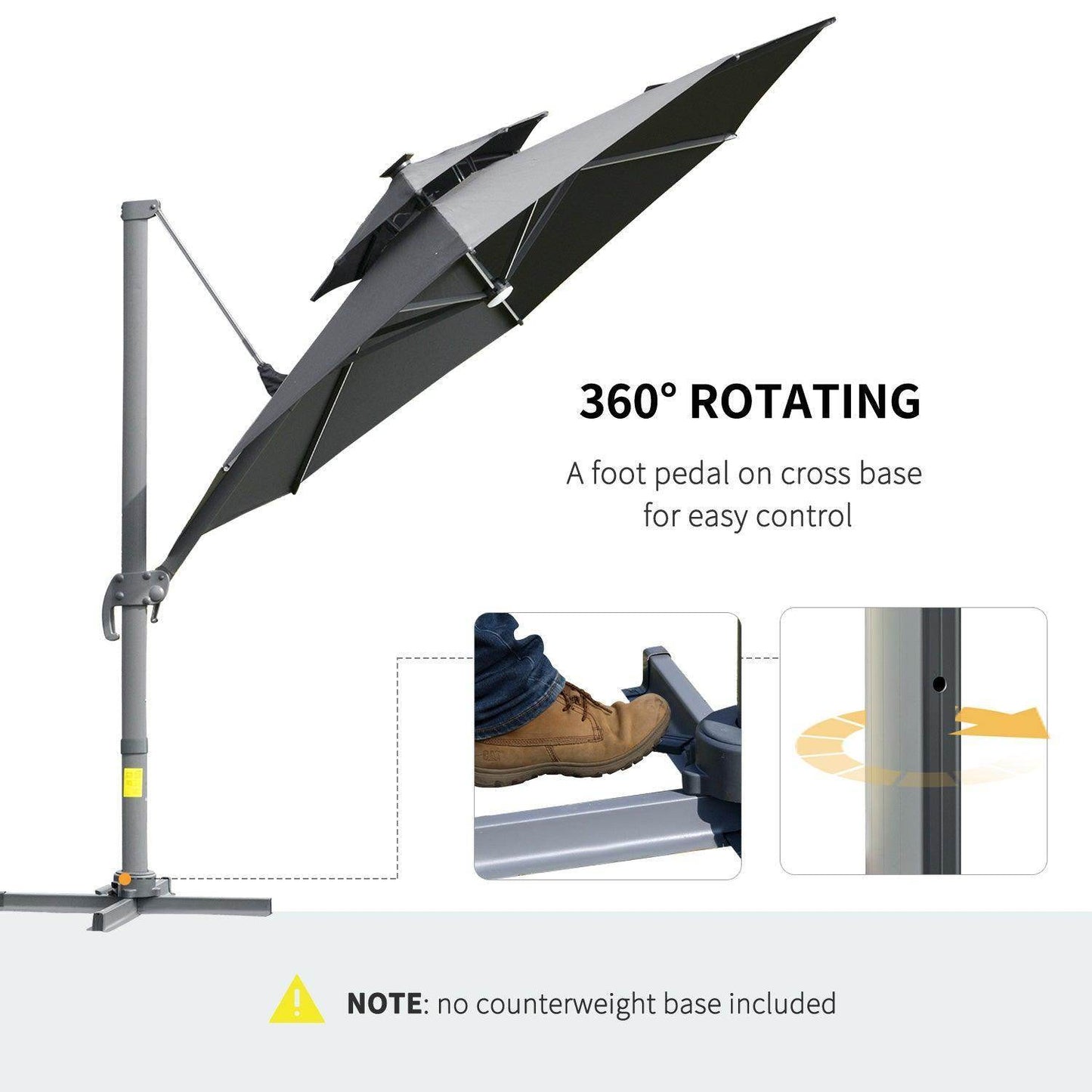 Outsunny Solar Cantilever Parasol - 3m - ALL4U RETAILER LTD