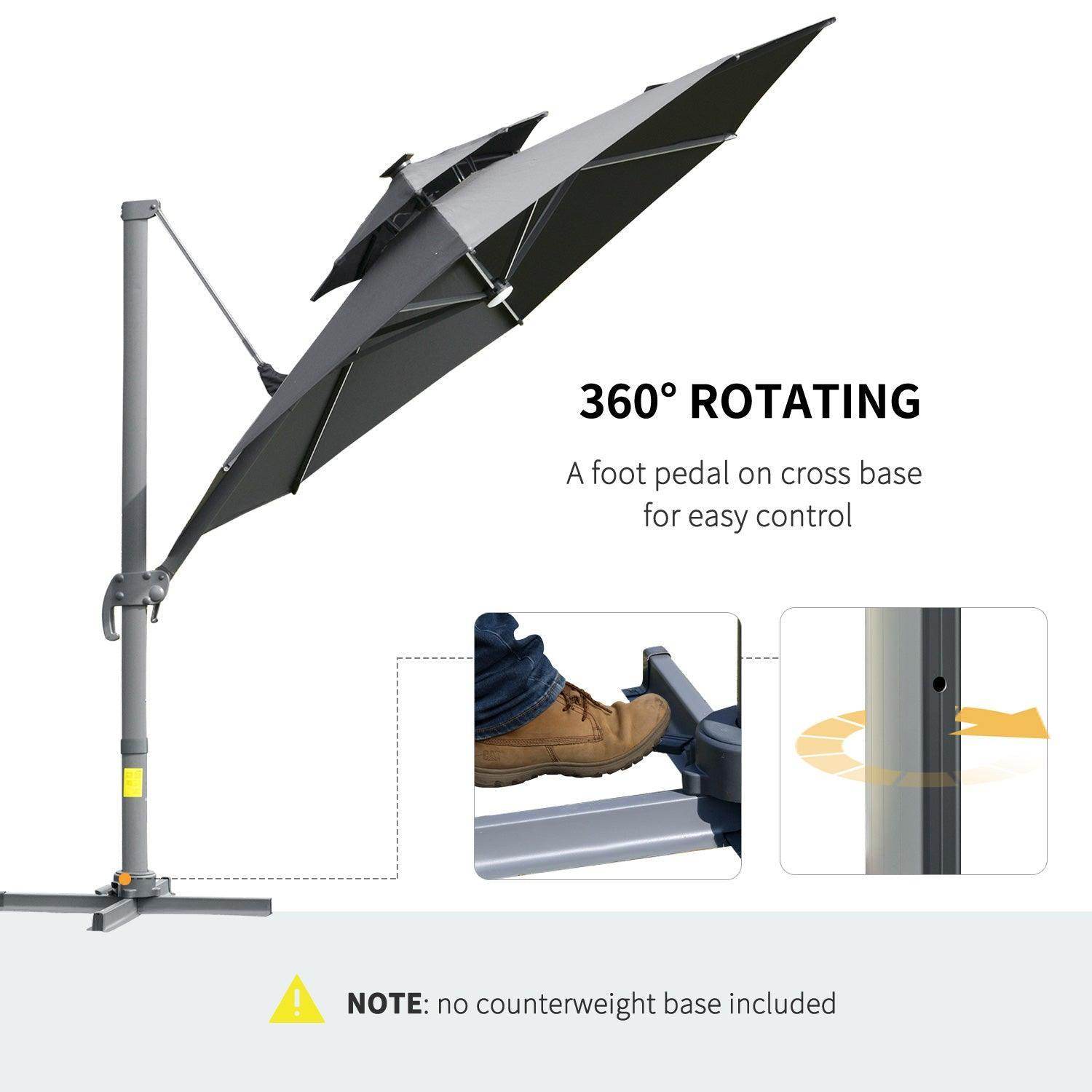 Outsunny Solar Cantilever Parasol - 3m - ALL4U RETAILER LTD