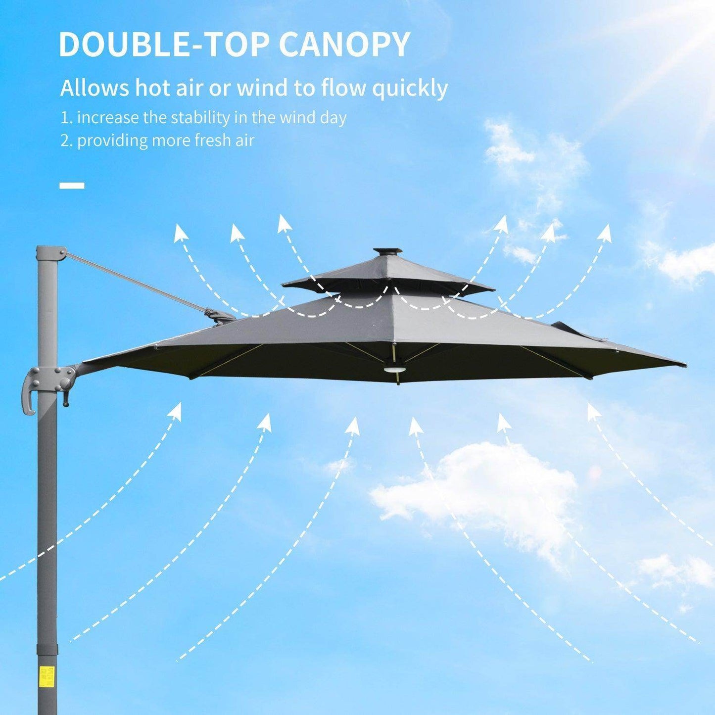 Outsunny Solar Cantilever Parasol - 3m - ALL4U RETAILER LTD