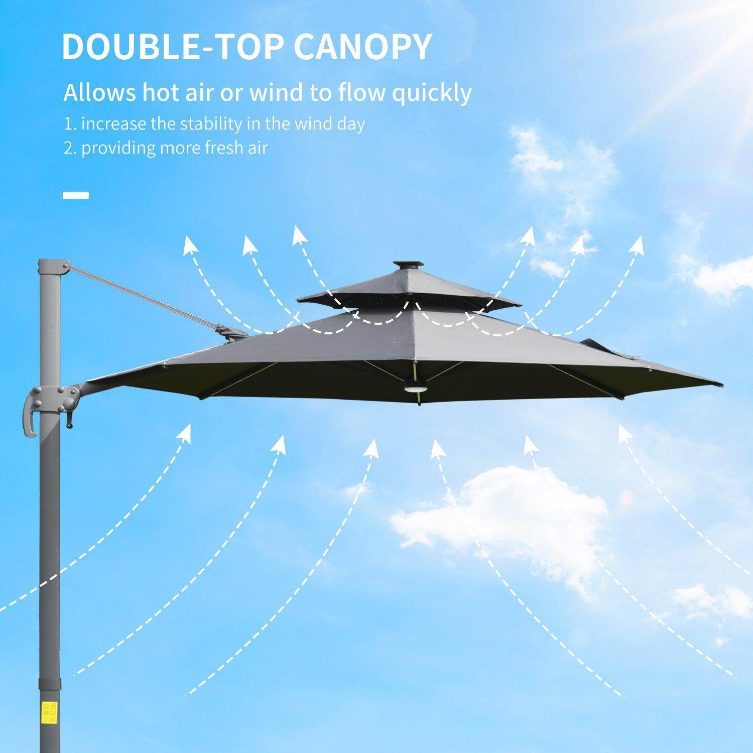 Outsunny Solar Cantilever Parasol - 3m - ALL4U RETAILER LTD