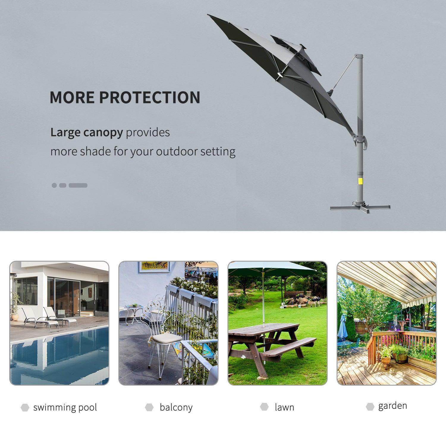 Outsunny Solar Cantilever Parasol - 3m - ALL4U RETAILER LTD