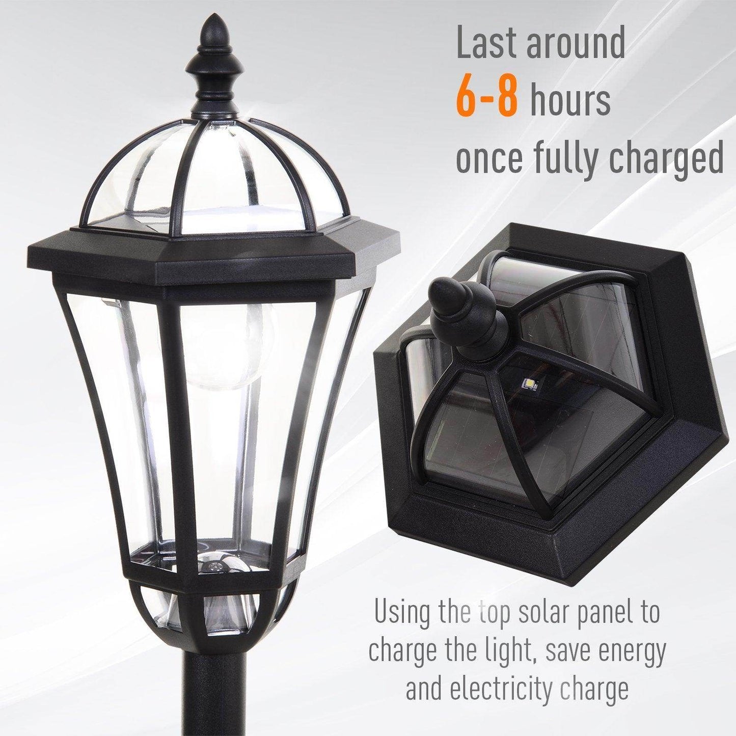 Outsunny Solar Lanterns for Outdoor Pathways - Black - ALL4U RETAILER LTD