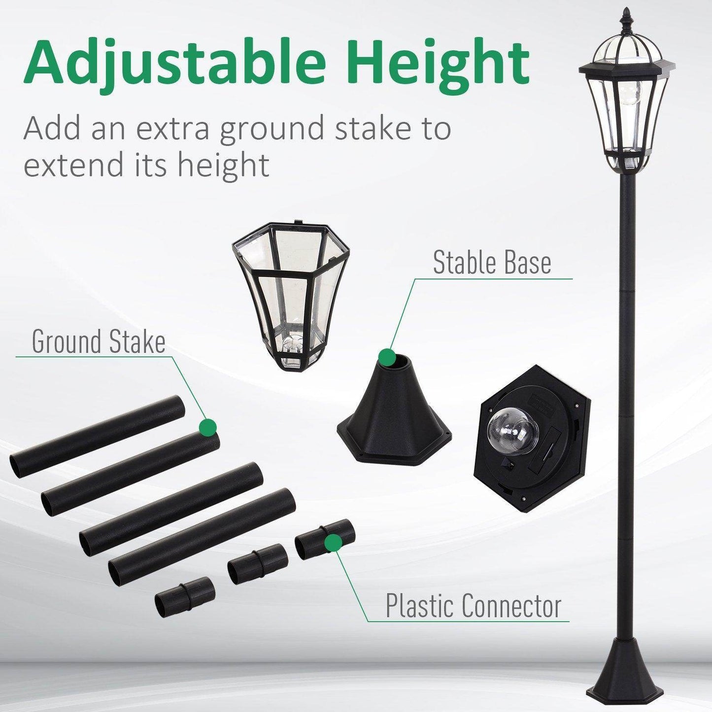 Outsunny Solar Lanterns for Outdoor Pathways - Black - ALL4U RETAILER LTD