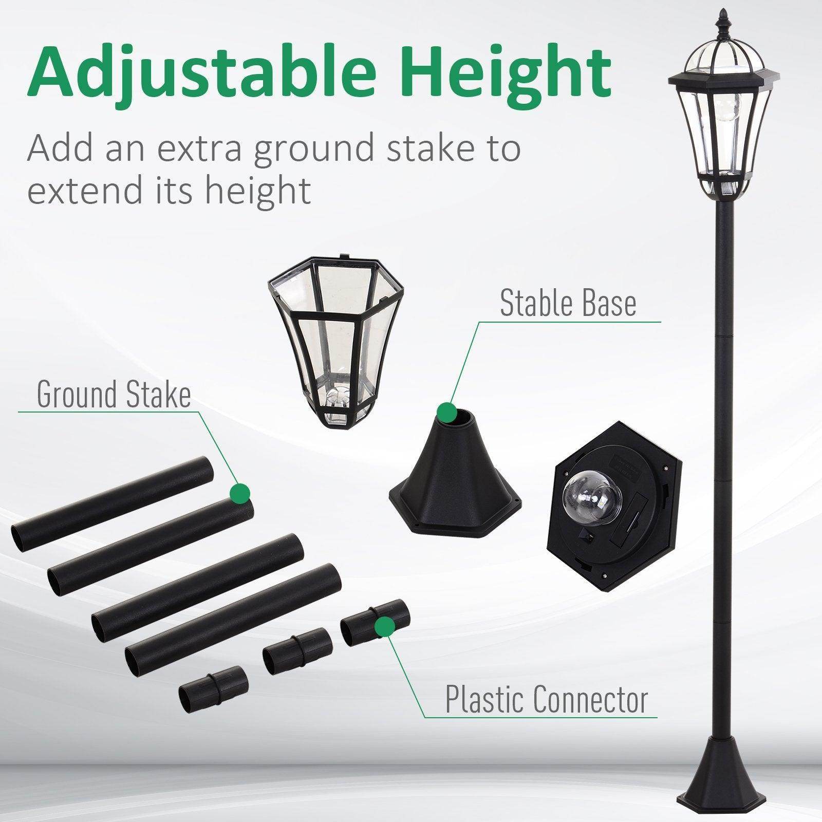 Outsunny Solar Lanterns for Outdoor Pathways - Black - ALL4U RETAILER LTD