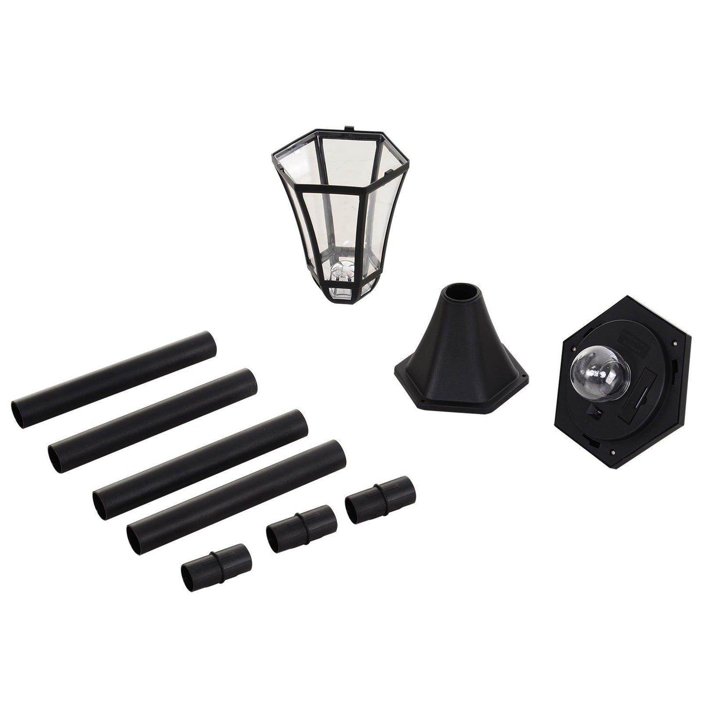 Outsunny Solar Lanterns for Outdoor Pathways - Black - ALL4U RETAILER LTD