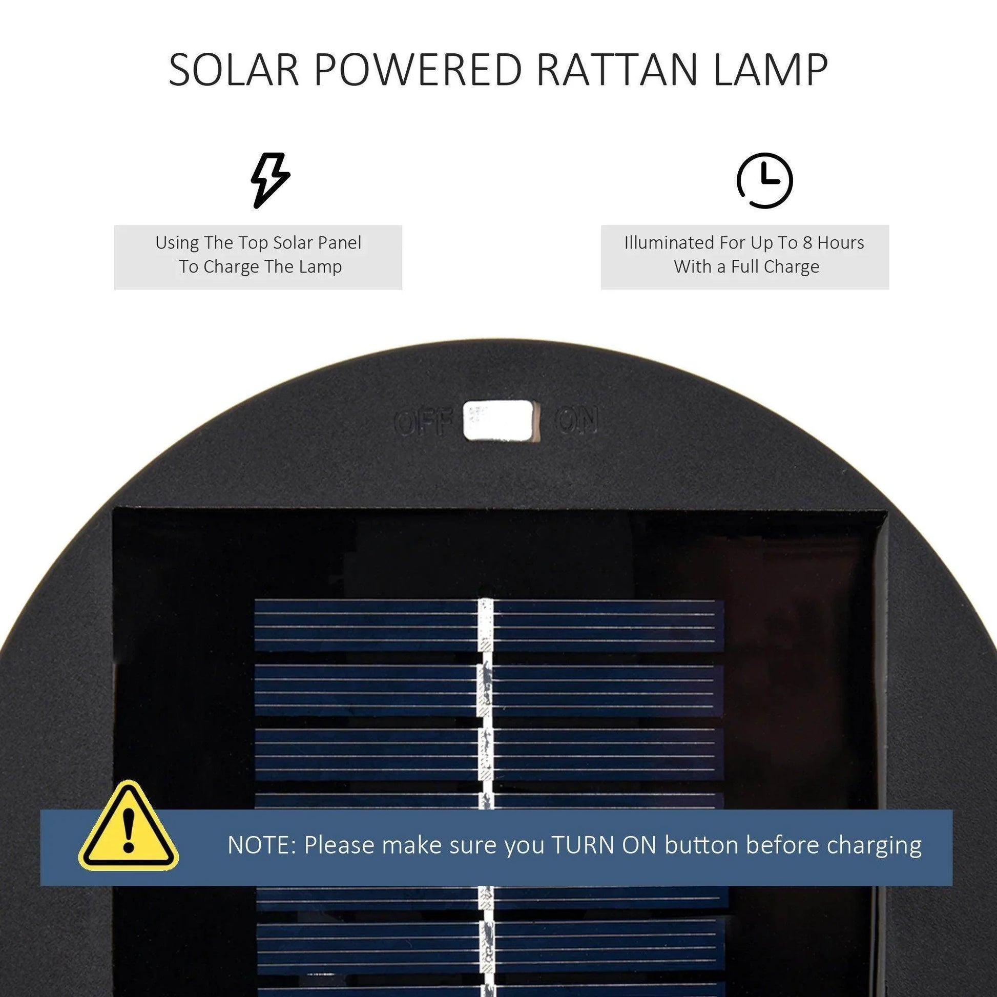 Outsunny Solar Wicker Lantern Outdoor Lights - Black - ALL4U RETAILER LTD