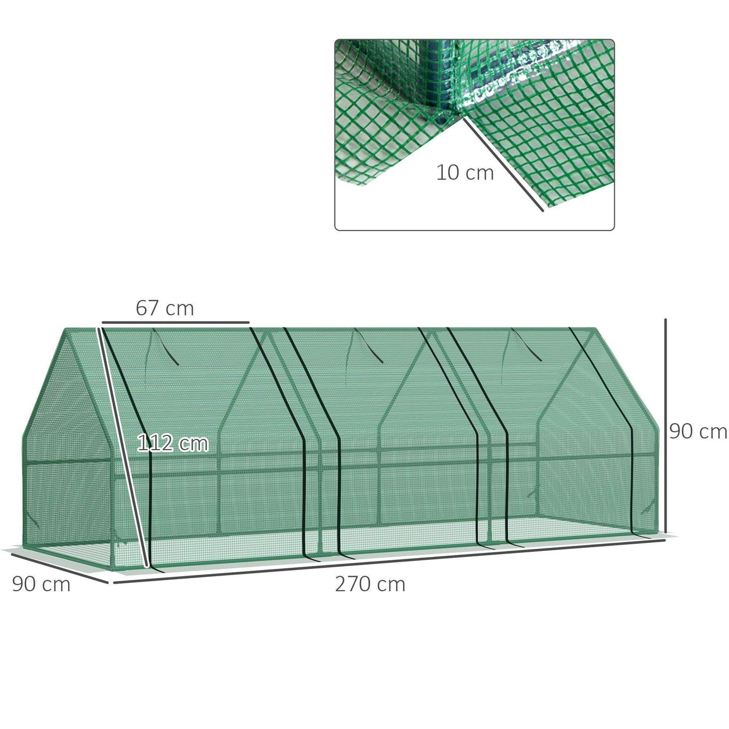 Outsunny Steel Frame Poly Tunnel Steeple Greenhouse in Green - ALL4U RETAILER LTD