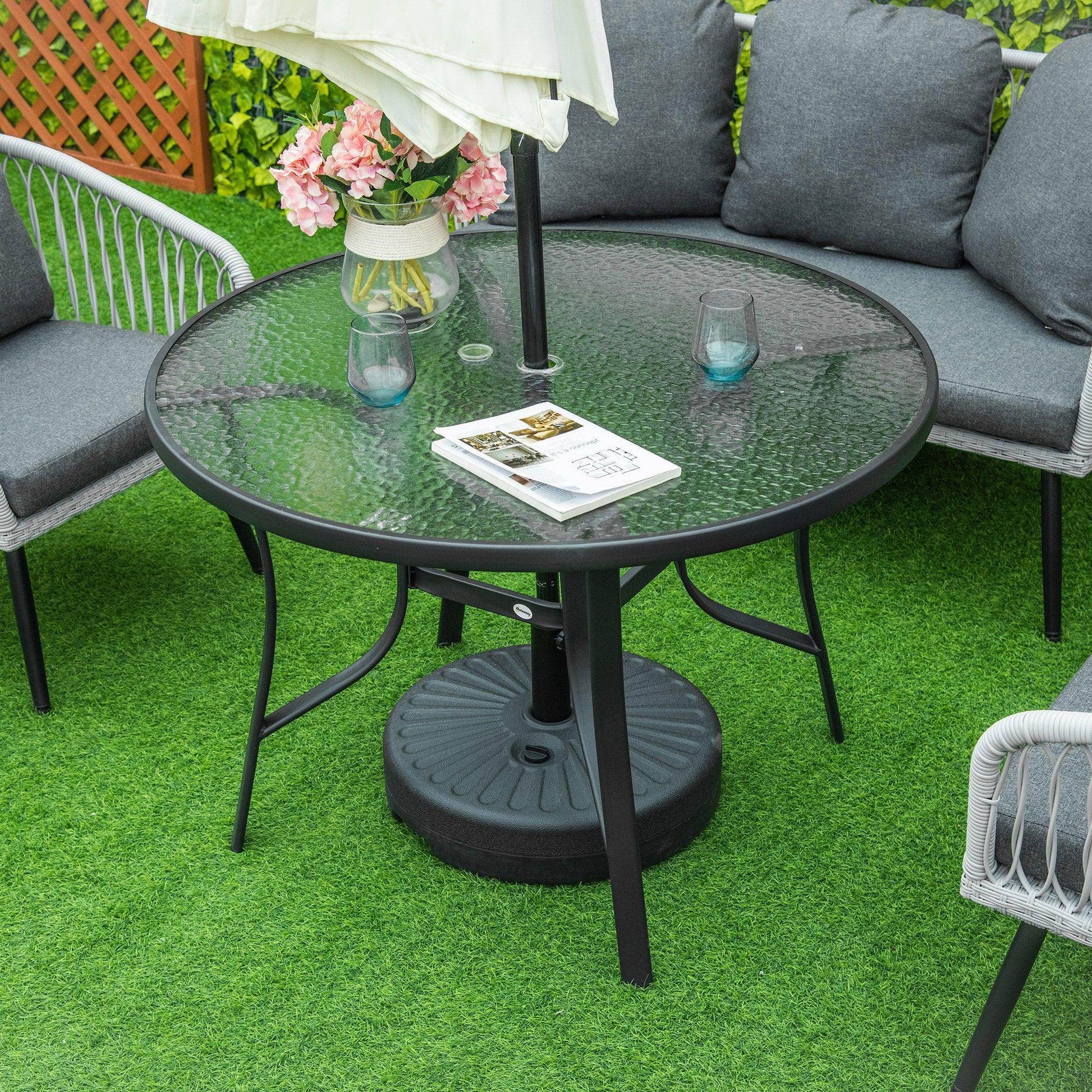 Outsunny Steel Frame Round Garden Table - 106cm Diameter - ALL4U RETAILER LTD