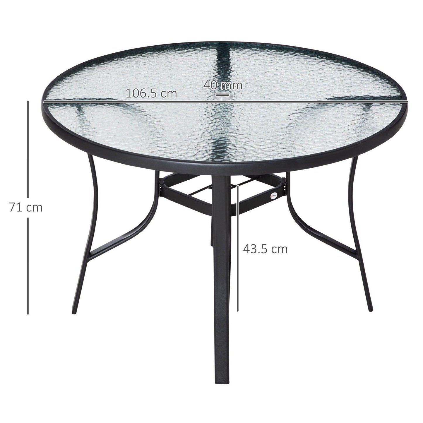 Outsunny Steel Frame Round Garden Table - 106cm Diameter - ALL4U RETAILER LTD