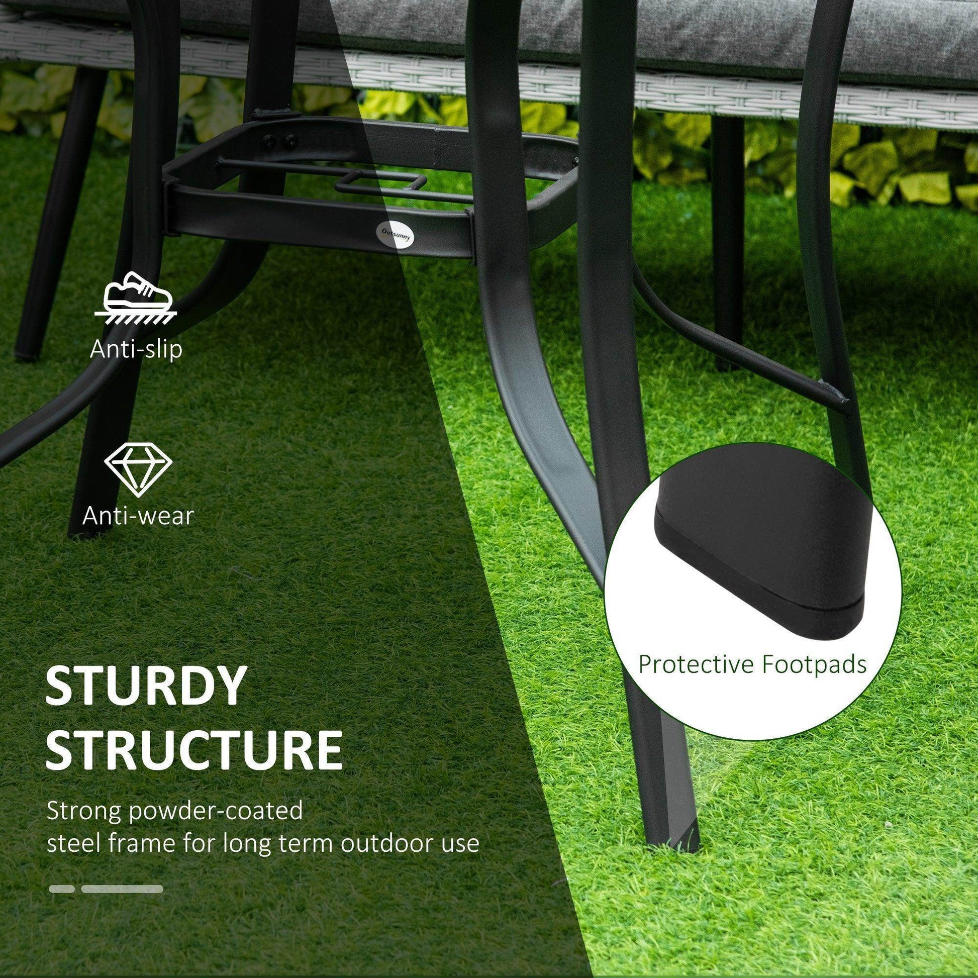Outsunny Steel Frame Round Garden Table - 106cm Diameter - ALL4U RETAILER LTD