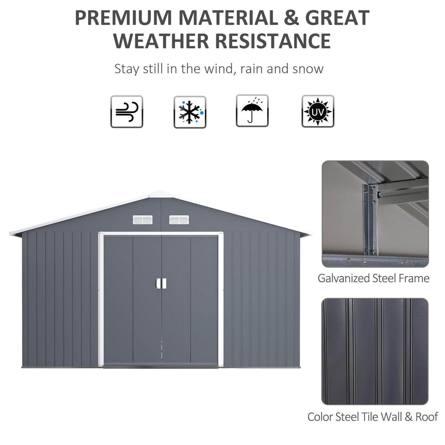 Outsunny Steel Outdoor Garden Shed - 6.5 x 11FT - Grey - ALL4U RETAILER LTD