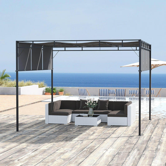 Outsunny Steel Pergola Gazebo Shelter with Retractable Roof - ALL4U RETAILER LTD