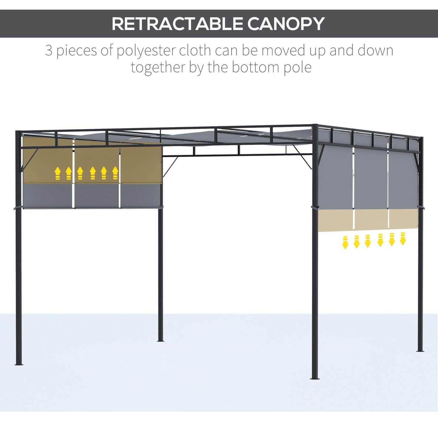 Outsunny Steel Pergola Gazebo Shelter with Retractable Roof - ALL4U RETAILER LTD