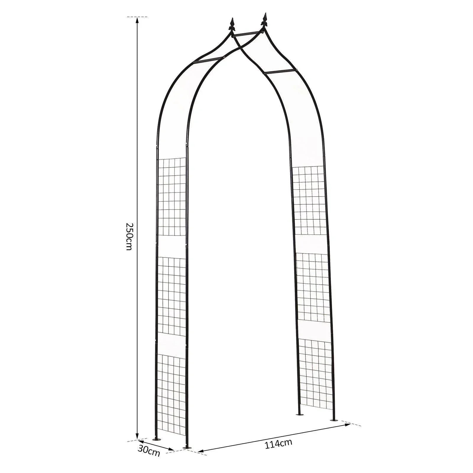 Outsunny Steel Pergola with Garden Arch - Black - ALL4U RETAILER LTD