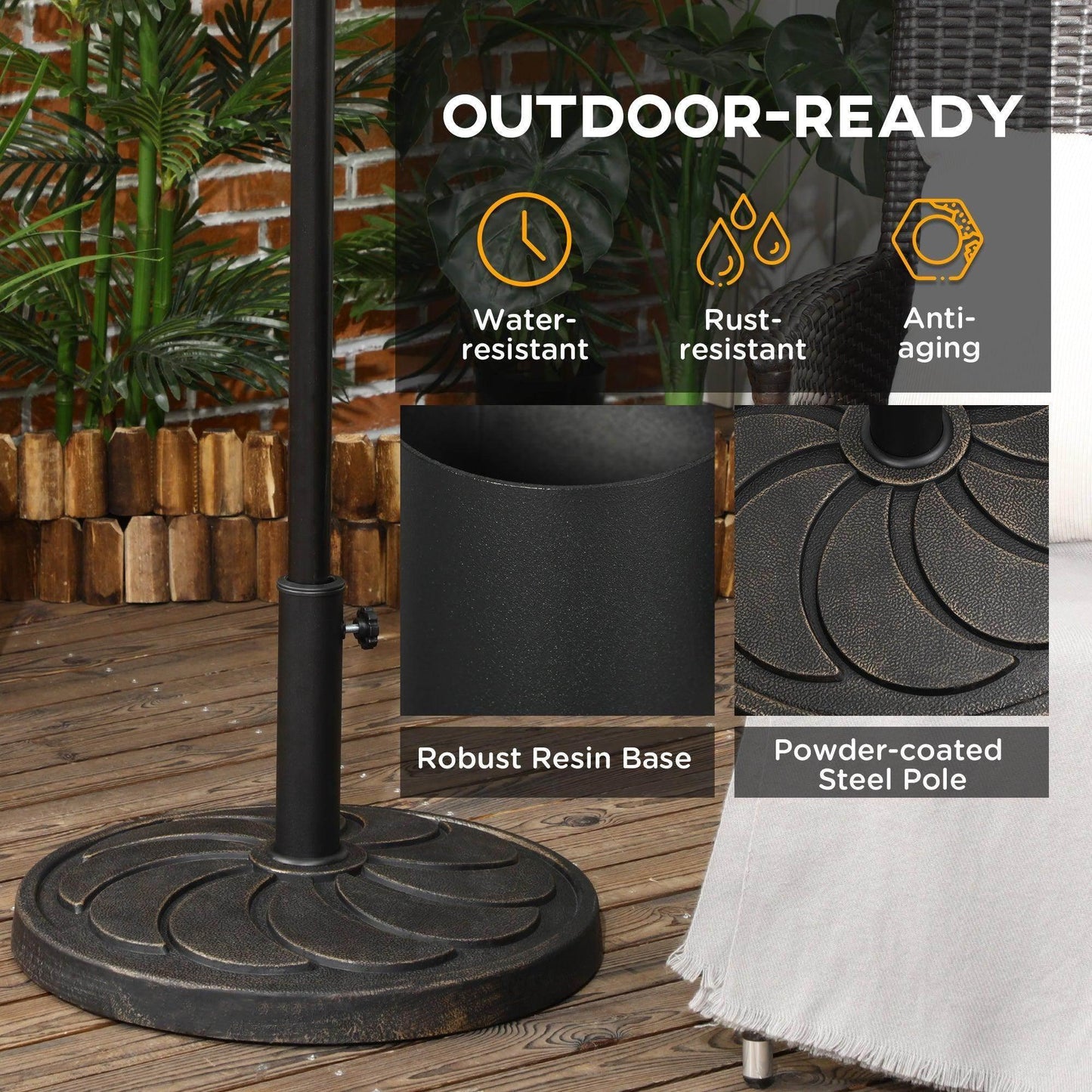 Outsunny Sturdy 18kg Umbrella Base for 38mm to 48mm Poles - ALL4U RETAILER LTD